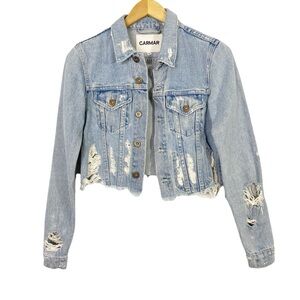 CARMAR Distressed Cropped Denim Jacket